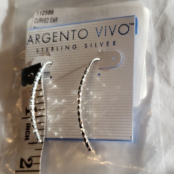 SILVER 925 Diamond Cut Curved Earrings Threaders by ARGENTO VIVO New NWT - Picture 8 of 8